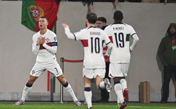 Cristiano Ronaldo ridiculed after controversial dive during 6-0 Portugal win