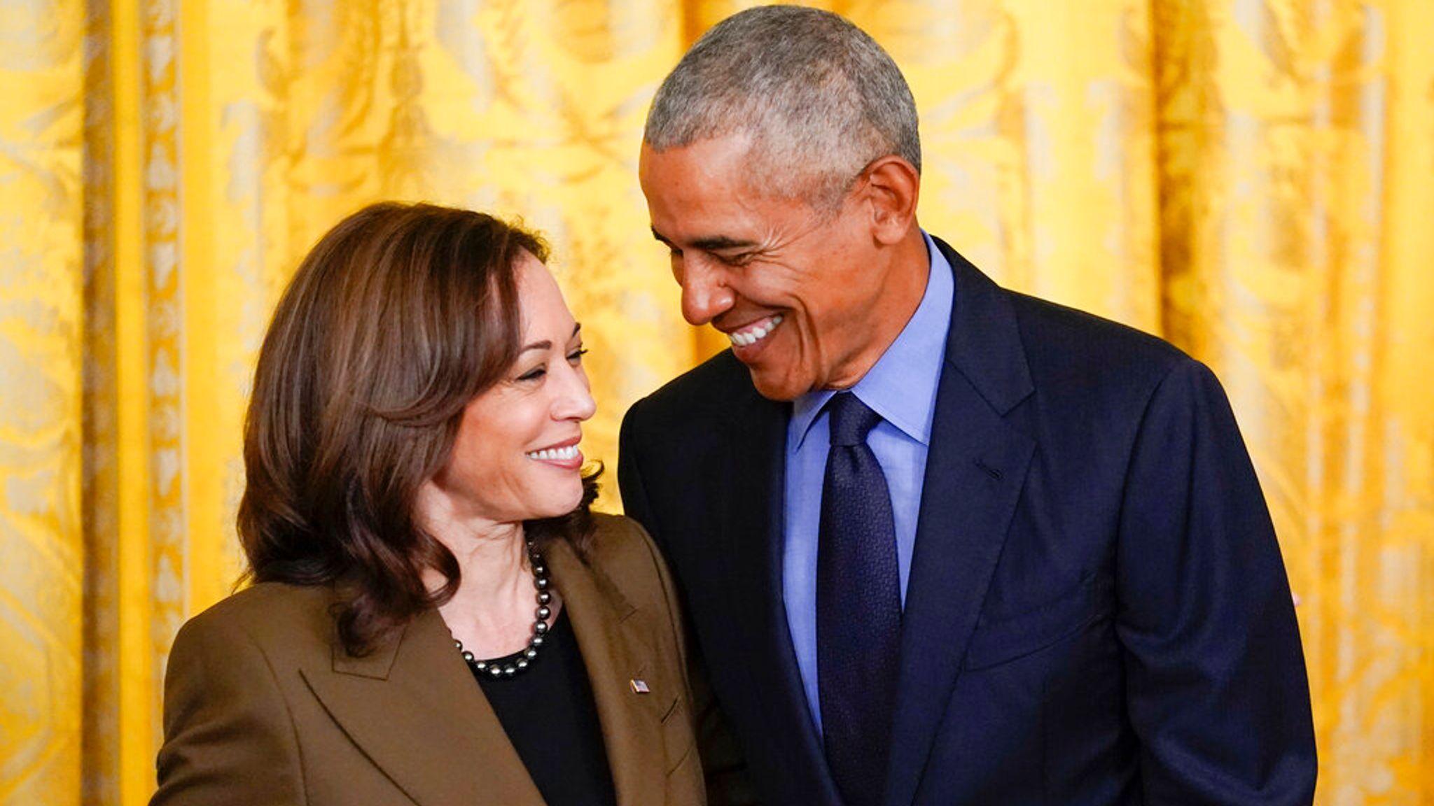 Former President Barack Obama with Kamala Harris in 2022