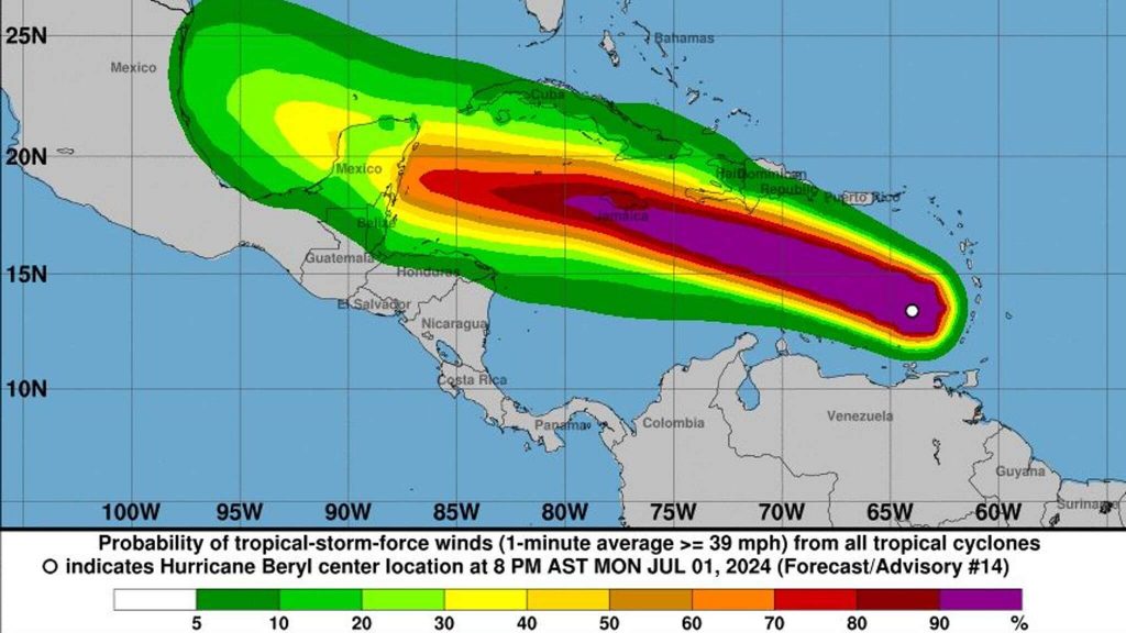 Hurricane Beryl Intensifies to Category Five, Hits Caribbean