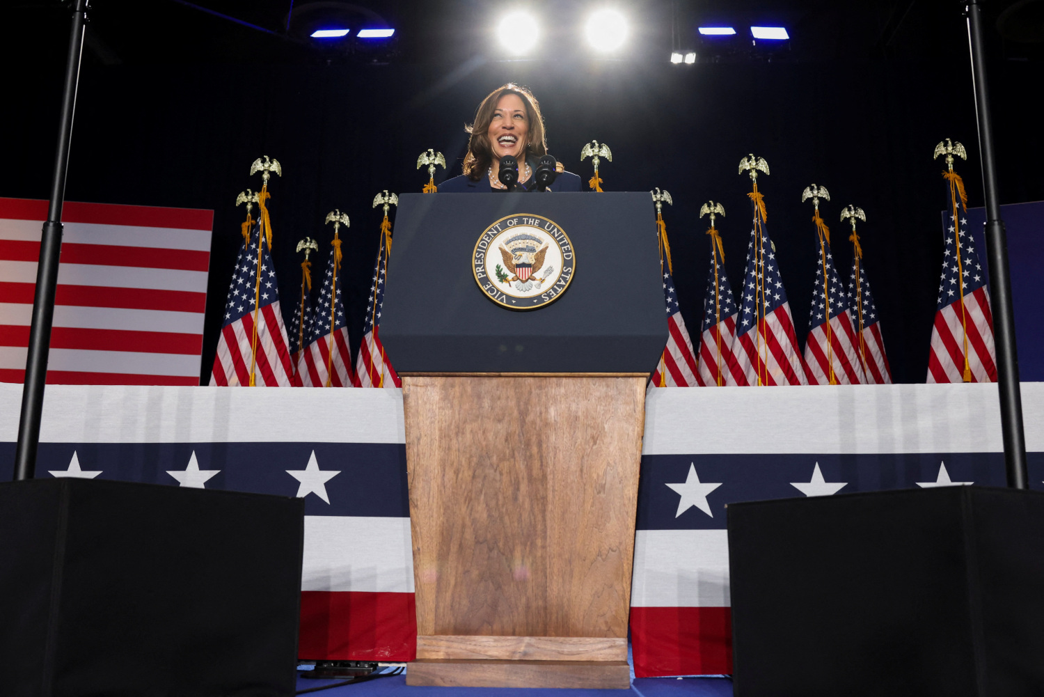 Kamala Harris attacks Donald Trump in first campaign speech