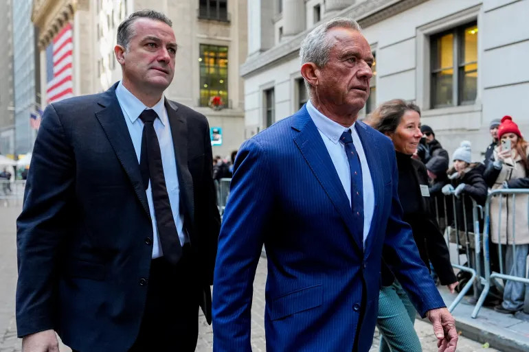 Robert Kennedy Jr leaves the New York Stock Exchange following a ceremony with President-elect Donald Trump on December 12 [Julia Demaree Nikhinson/AP Photo]