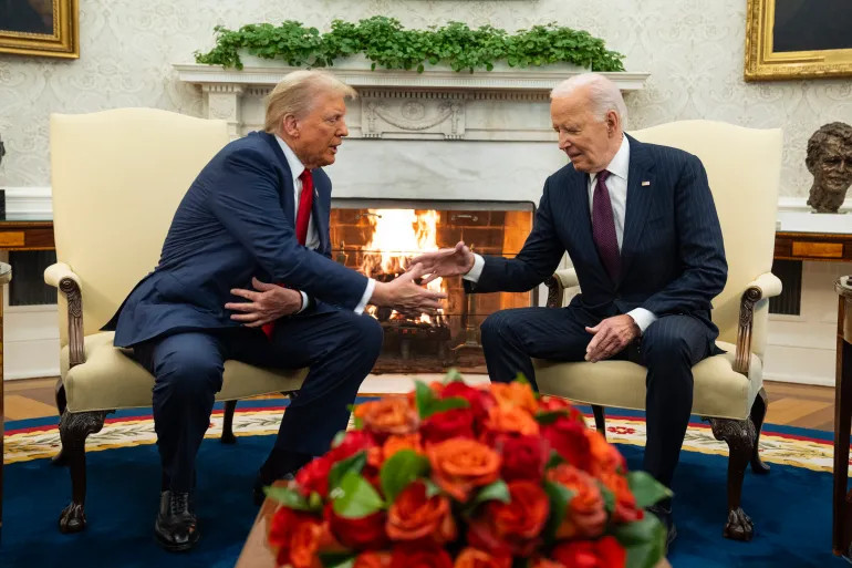 President Joe Biden meets with President-elect Donald Trump in the Oval Office of the White House in November [Evan Vucci/AP Photo]