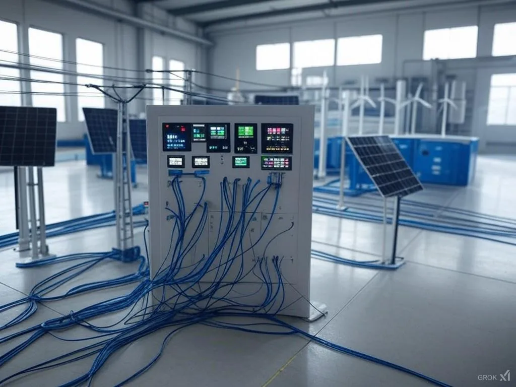 Virtual Power Plant System Diagram showing distributed energy resources connected to a central management system