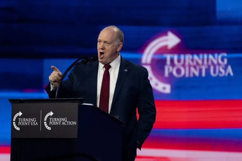 Tom Homan, President-elect Donald Trump's appointee for '''''''''''''''''''''''''''''''border czar', speaks before a visit by Trump during the AmericaFest 2024 conference sponsored by conservative group Turning Point USA in Phoenix, Arizona, December 22, 2024 [Cheney Orr/Reuters]